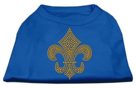 Gold Fleur de Lis Rhinestone Shirts Blue XXL